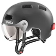 Uvex Rush Visor dark silver matt kerékpár sisak (LED villogóval)