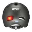Uvex Rush Visor dark silver matt kerékpár sisak - hátulról (LED villogóval)