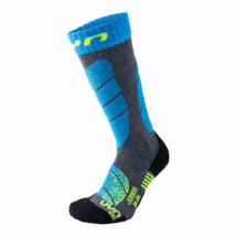 UYN Junior Ski Socks, medium grey melange-turquoise sízokni
