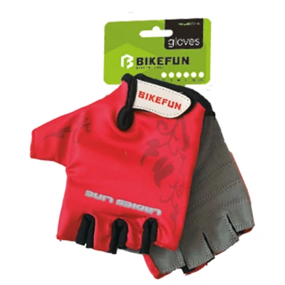 Bikefun Basic rövid női piros kerékpáros kesztyű
