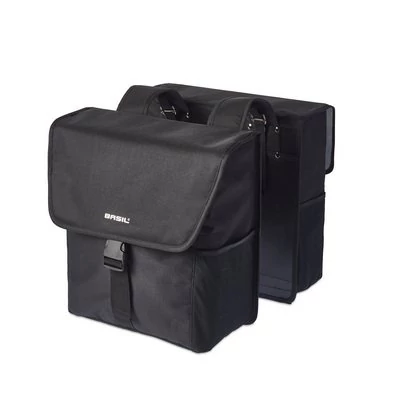 Basil GO Double Bag, fekete csomagtartó táska