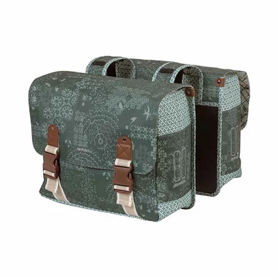 Basil Boheme double bag, forest zöld csomagtartó táska