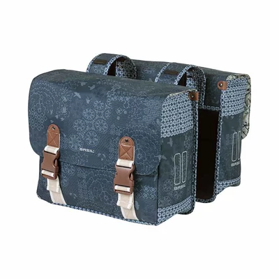 Basil Boheme double bag, indigó kék csomagtartó táska