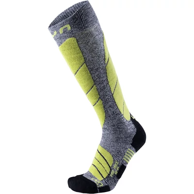 UYN Man Ski Pro Race Socks, grey melange-green lime sízokni