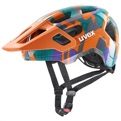 Uvex React jr., papaya camo kerékpár sisak
