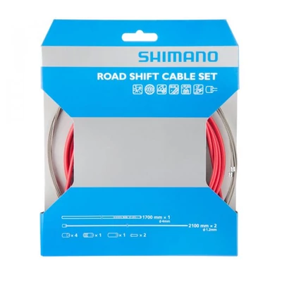 Shimano váltó bowden szett, optislick bevonatú, országúti, piros