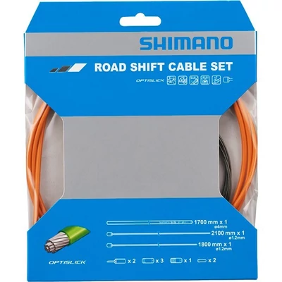 Shimano váltó bowden szett, optislick bevonatú, országúti, narancs